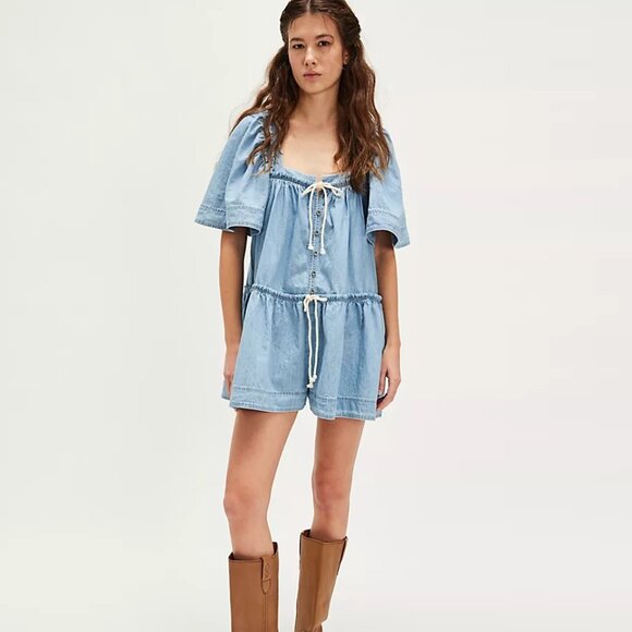 Free People Pants - Free People County Line Denim Romper NWOT